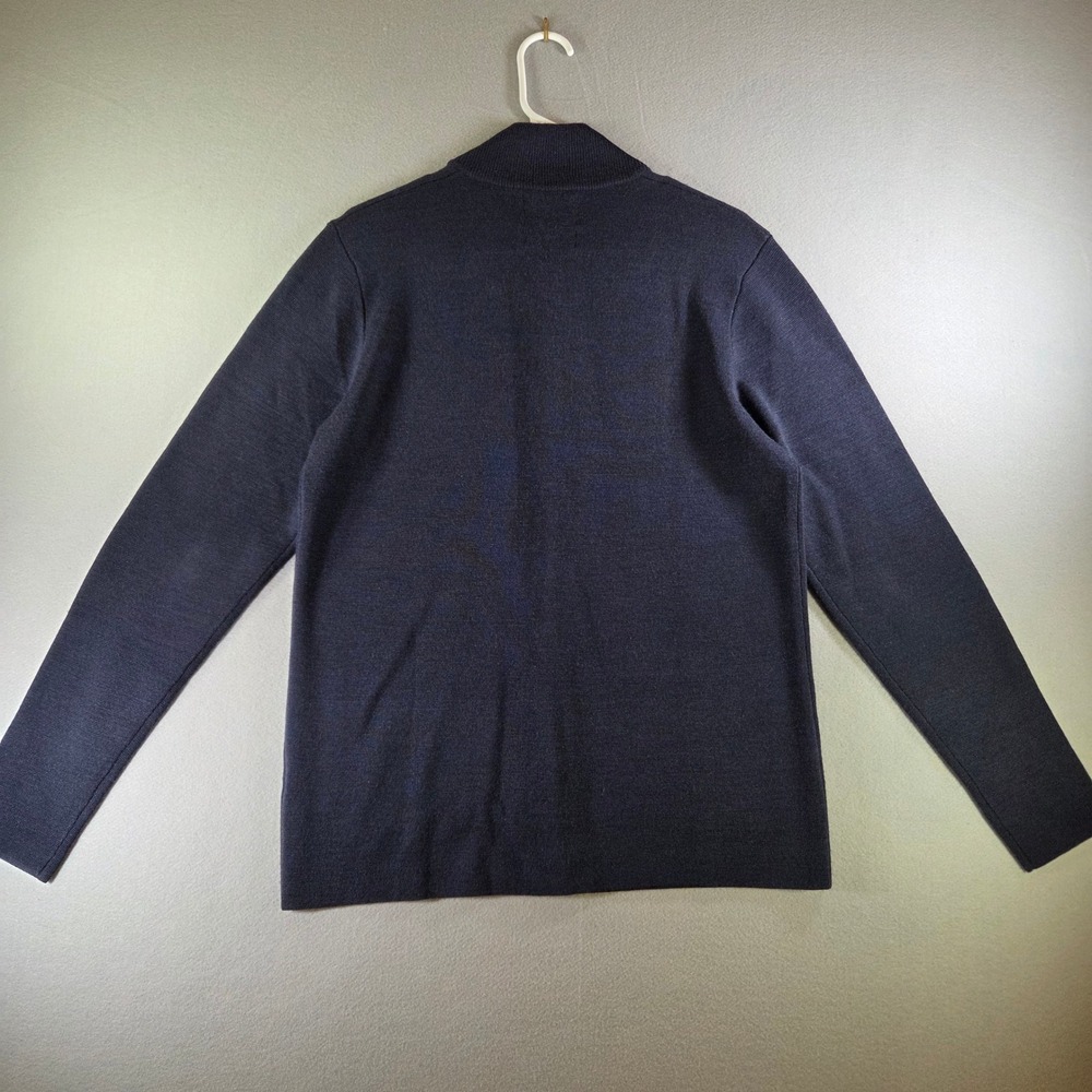 Nines Collection Mens Merino Wool Navy Blue Button Front Cardigan Sweater M - Picture 4 of 4